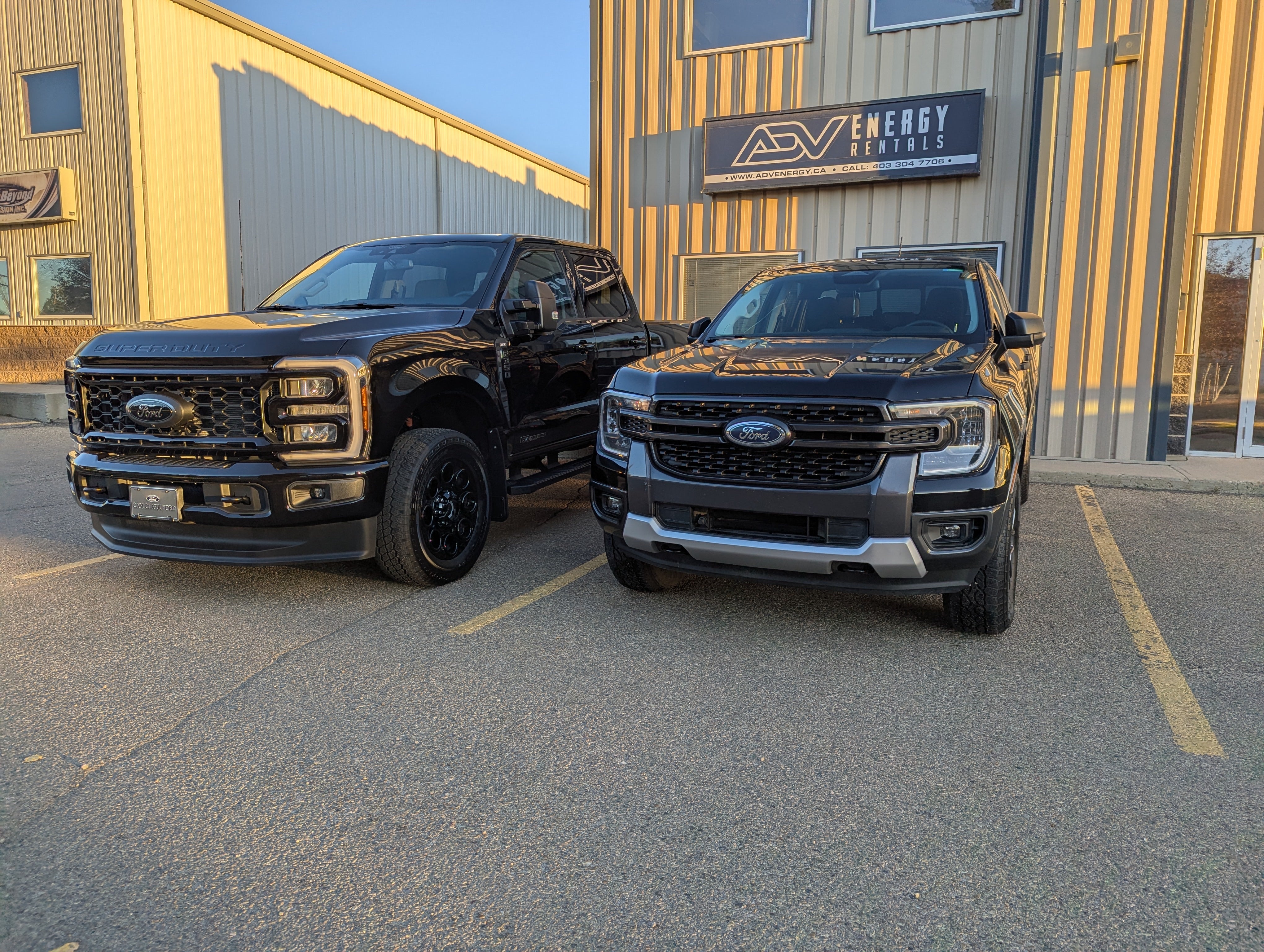 ADV Energy Rentals shop and service trucks in Red Deer, Alberta