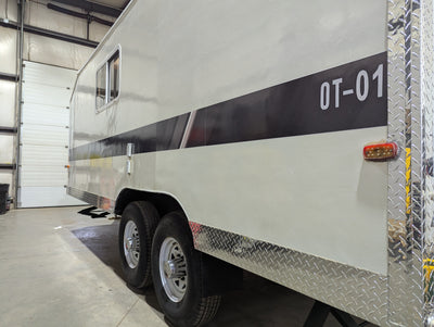 20 ft office trailer rear detail, unit OT-01, ADV Energy Rentals